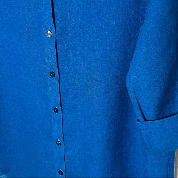NEW Chico’s linen button down royal blue shirt top. Size 4 = Chicos size 0. NWT - Picture 7 of 9